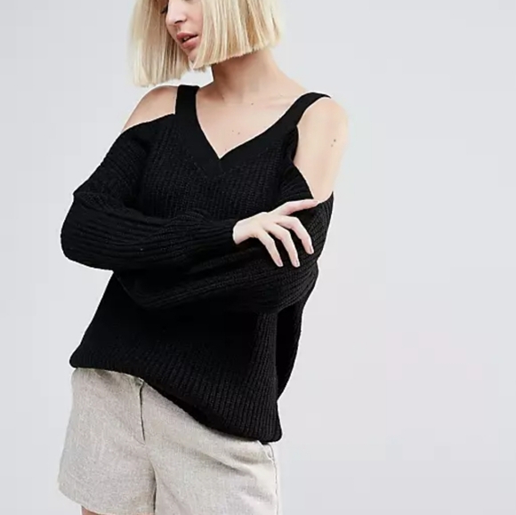 Vero Moda Black Cold Shoulder Knit Sweater - Picture 2 of 7